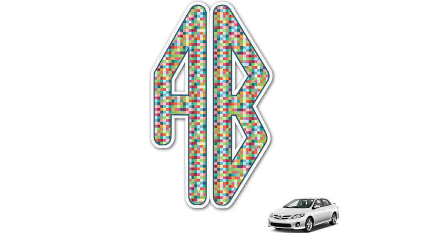 Custom Retro Pixel Squares Monogram Car Decal Personalized