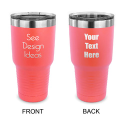 30 oz Stainless Steel Tumbler - Coral - Double-Sided