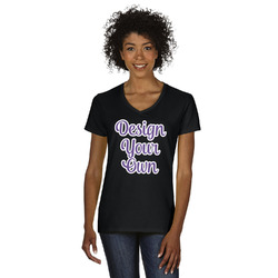 Women's V-Neck T-Shirt - Black - 2XL