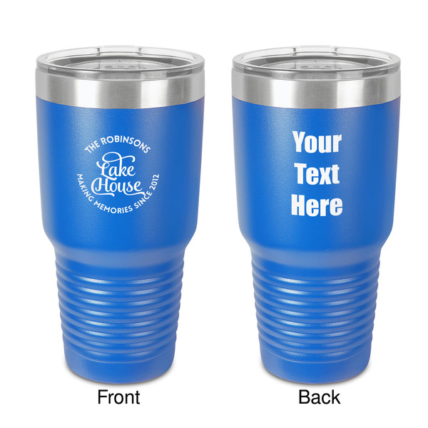 Custom Lake House #2 30 oz Stainless Steel Tumbler - Royal Blue - Double-Sided (Personalized)