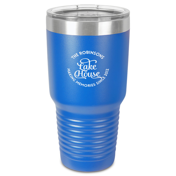 Custom Lake House #2 30 oz Stainless Steel Tumbler - Royal Blue - Single-Sided (Personalized)