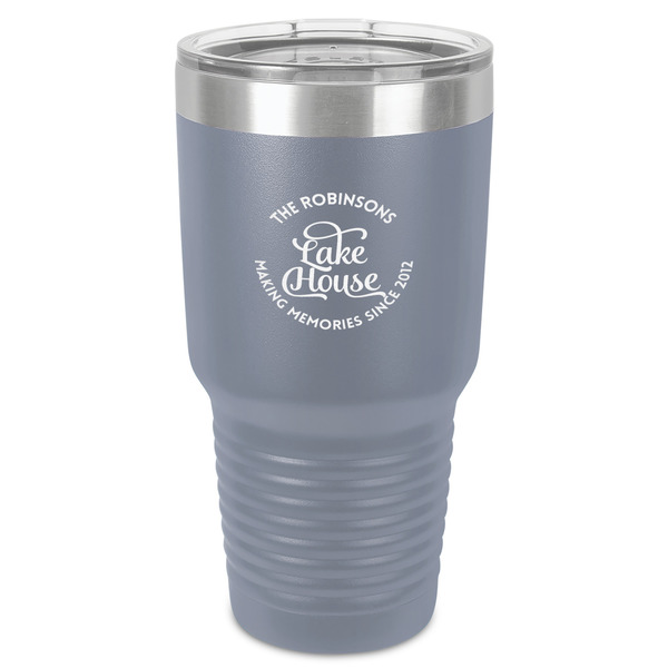 Custom Lake House #2 30 oz Stainless Steel Tumbler - Grey - Single-Sided (Personalized)