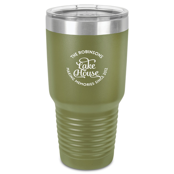 Custom Lake House #2 30 oz Stainless Steel Tumbler - Olive - Single-Sided (Personalized)