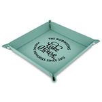 Lake House #2 Faux Leather Dice Tray - 9" x 9"  - Teal (Personalized)