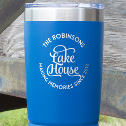 Lake House #2 20 oz Stainless Steel Tumbler - Royal Blue - Double Sided (Personalized)