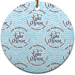 Lake House #2 Round Ceramic Ornament w/ Name All Over