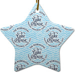 Lake House #2 Star Ceramic Ornament w/ Name All Over