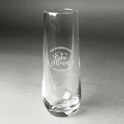 Lake House #2 Champagne Flute - Stemless Engraved - Single (Personalized)
