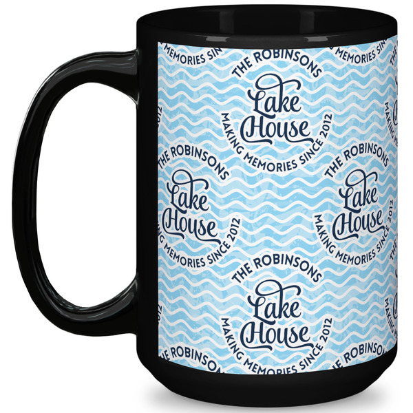 Custom Lake House #2 15 Oz Coffee Mug - Black (Personalized)