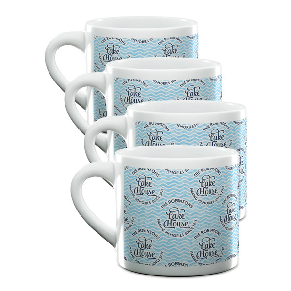 Custom Lake House #2 Double Shot Espresso Cups - Set of 4 (Personalized)