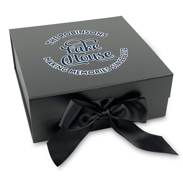 Custom Lake House #2 Gift Box with Magnetic Lid - Black (Personalized)