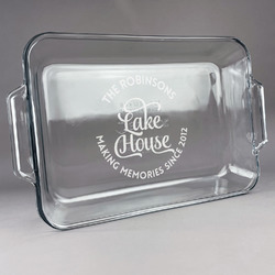 Lake House #2 Glass Baking Dish with Truefit Lid - 13in x 9in (Personalized)