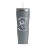 Lake House #2 RTIC Everyday Tumbler with Straw - 28oz - Grey - Double-Sided (Personalized)