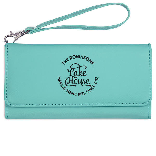 Custom Lake House #2 Ladies Leatherette Wallet - Laser Engraved- Teal (Personalized)