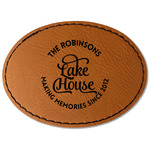 Lake House #2 Faux Leather Iron On Patch - Oval (Personalized)