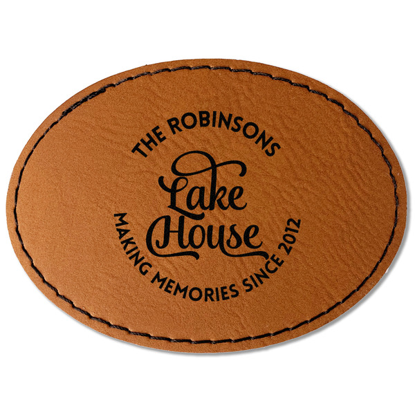 Custom Lake House #2 Faux Leather Iron On Patch - Oval (Personalized)