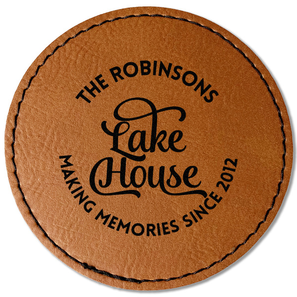 Custom Lake House #2 Faux Leather Iron On Patch - Round (Personalized)