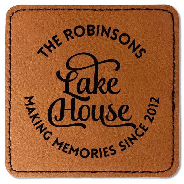 Custom Lake House #2 Faux Leather Iron On Patch - Square (Personalized)