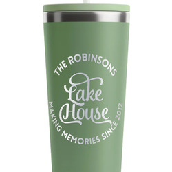 Lake House #2 RTIC Everyday Tumbler with Straw - 28oz - Light Green - Single-Sided (Personalized)