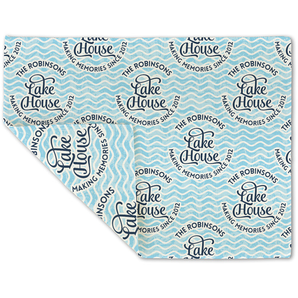 Custom Lake House #2 Double-Sided Linen Placemat - Single w/ Name All Over