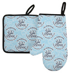 Lake House #2 Left Oven Mitt & Pot Holder Set w/ Name All Over