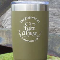Lake House #2 20 oz Stainless Steel Tumbler - Olive - Double Sided (Personalized)