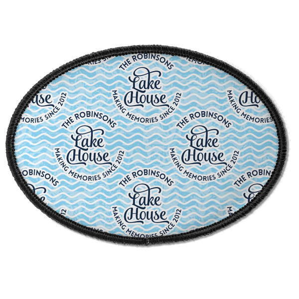 Custom Lake House #2 Iron On Oval Patch w/ Name All Over