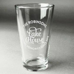 Lake House #2 Pint Glass - Engraved (Single) (Personalized)