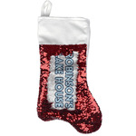 Lake House #2 Reversible Sequin Stocking - Red (Personalized)