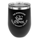 Lake House #2 Stemless Stainless Steel Wine Tumbler - Black - Double Sided (Personalized)