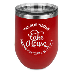 Lake House #2 Stemless Stainless Steel Wine Tumbler - Red - Single Sided (Personalized)