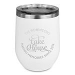 Lake House #2 Stemless Stainless Steel Wine Tumbler - White - Single Sided (Personalized)