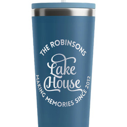 Lake House #2 RTIC Everyday Tumbler with Straw - 28oz - Steel Blue - Double-Sided (Personalized)