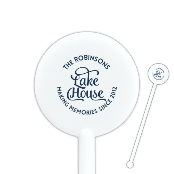 Custom Lake House #2 5.5" Round Plastic Stir Sticks - White - Double Sided (Personalized)