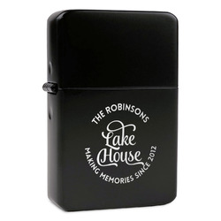Lake House #2 Windproof Lighter - Black - Double Sided & Lid Engraved (Personalized)