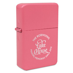 Lake House #2 Windproof Lighter - Pink - Single Sided & Lid Engraved (Personalized)