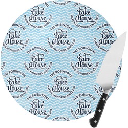 Lake House #2 Round Glass Cutting Board - Medium (Personalized)