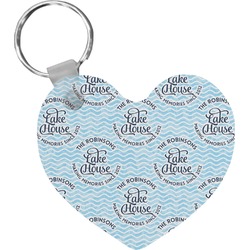 Lake House #2 Heart Plastic Keychain w/ Name All Over