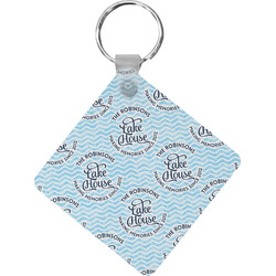 Lake House #2 Diamond Plastic Keychain w/ Name All Over