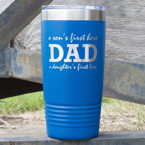 Custom Father's Day Quotes & Sayings 20 oz Stainless Steel Tumbler - Royal Blue - Double Sided