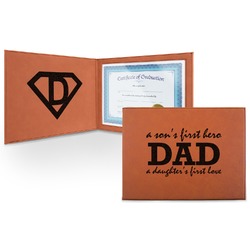 Father's Day Quotes & Sayings Leatherette Certificate Holder - Front and Inside (Personalized)