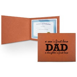Father's Day Quotes & Sayings Leatherette Certificate Holder - Front (Personalized)