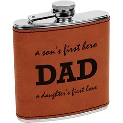 Father's Day Quotes & Sayings Leatherette Wrapped Stainless Steel Flask (Personalized)