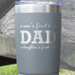 Father's Day Quotes & Sayings 20 oz Stainless Steel Tumbler - Grey - Single Sided