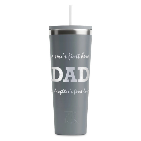 Custom Father's Day Quotes & Sayings RTIC Everyday Tumbler with Straw - 28oz - Grey - Double-Sided