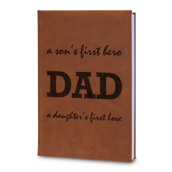 Custom Father's Day Quotes & Sayings Leatherette Journal - Large - Double Sided