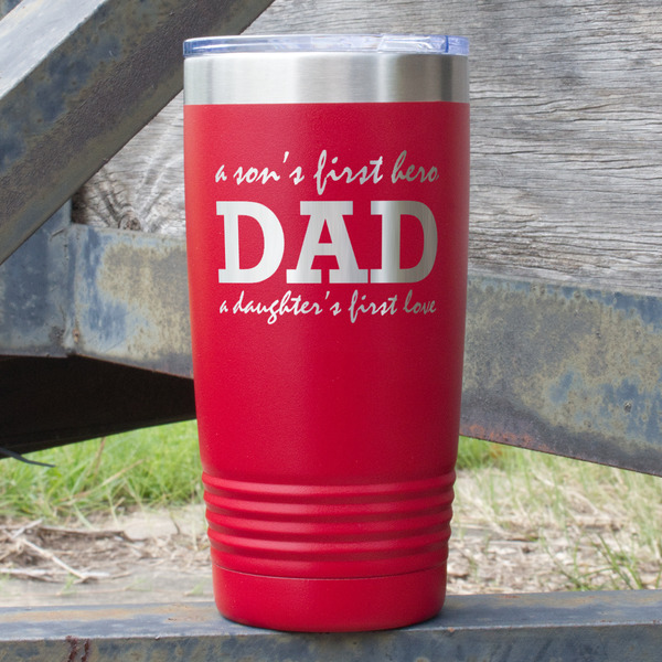 Custom Father's Day Quotes & Sayings 20 oz Stainless Steel Tumbler - Red - Double Sided