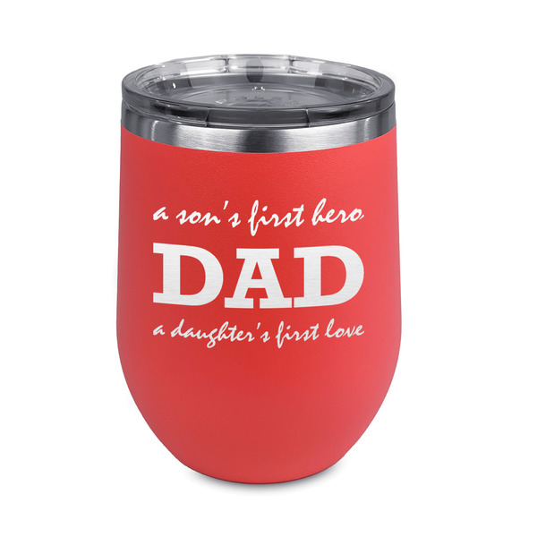 Custom Father's Day Quotes & Sayings Stemless Stainless Steel Wine Tumbler - Coral - Double Sided