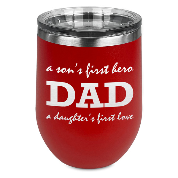 Custom Father's Day Quotes & Sayings Stemless Stainless Steel Wine Tumbler - Red - Double Sided