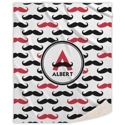 Mustache Print Sherpa Throw Blanket - 60"x80" (Personalized)